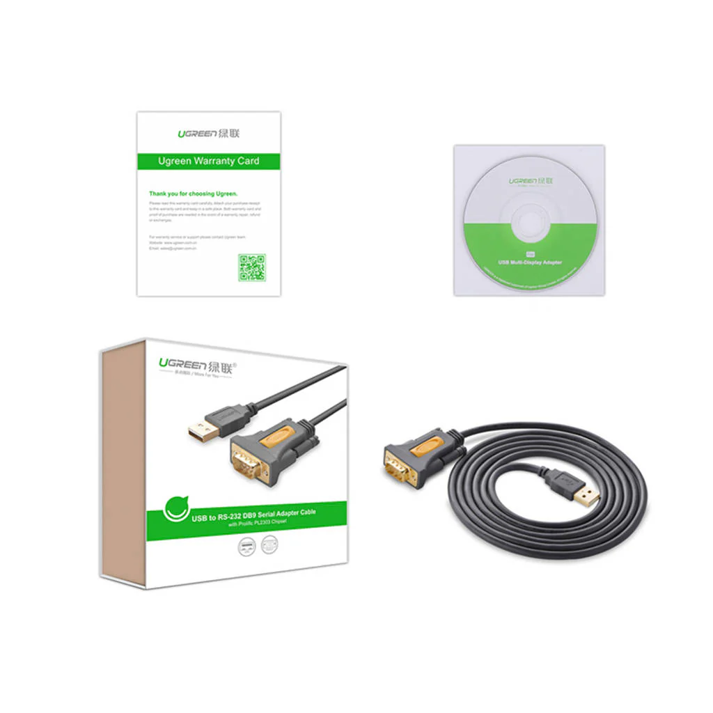 UGREEN CR104 USB-A to DB9 RS-232 Male Adapter Cable 1.5m UG-20211 – Reliable Serial Connection for PC & Laptop - Image 2
