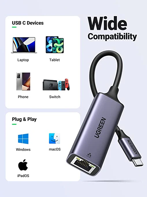 UGREEN CM199 USB-C 3.1 to RJ45 Gigabit Ethernet Adapter UG-50737 – Fast Wired Network Connection - Image 3