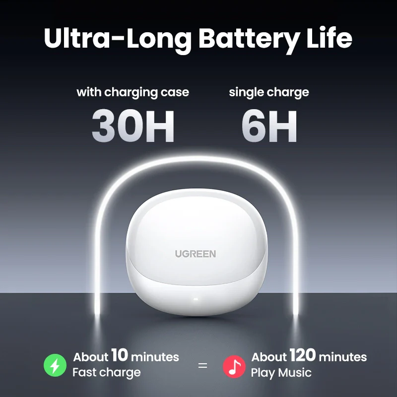 UGREEN WS203 HiTune H6 Pro Hybrid ANC Wireless Earbuds UG-35873 – Bluetooth 5.3, Deep Bass & Hi-Res Sound - Image 3