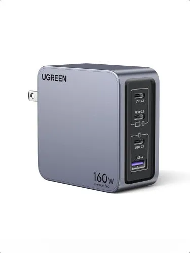 UGREEN X763 Nexode Pro 160W 4-Port GaN Fast Charger UK Plug Grey with 1.5M 240W USB-C Cable UG-25878 – PD 3.1 Super Fast Charging for Laptops, MacBook, Phones & Tablets - Image 2