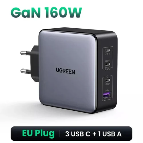 UGREEN X763 Nexode Pro 160W 4-Port GaN Fast Charger UK Plug Grey with 1.5M 240W USB-C Cable UG-25878 – PD 3.1 Super Fast Charging for Laptops, MacBook, Phones & Tablets - Image 3