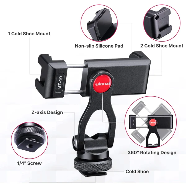 Ulanzi ST-10 Adjustable Smartphone Tripod Mount – Secure phone holder that provides stable mounting for better photography and video recording - Image 3