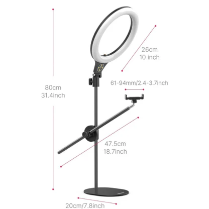 Ulanzi T1 Desktop Overhead Shooting Bracket Ring Light Set – Stable overhead shooting setup designed to improve lighting and support clear, professional content creation - Image 3