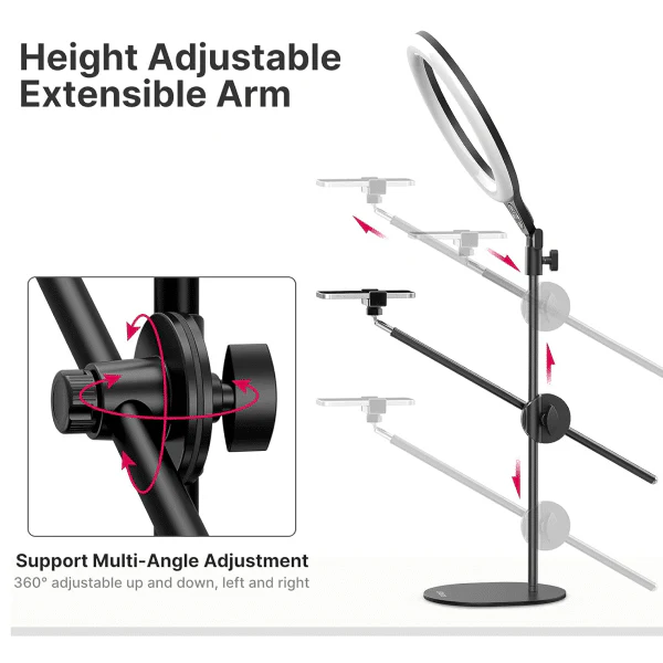 Ulanzi T1 Desktop Overhead Shooting Bracket Ring Light Set – Stable overhead shooting setup designed to improve lighting and support clear, professional content creation - Image 5