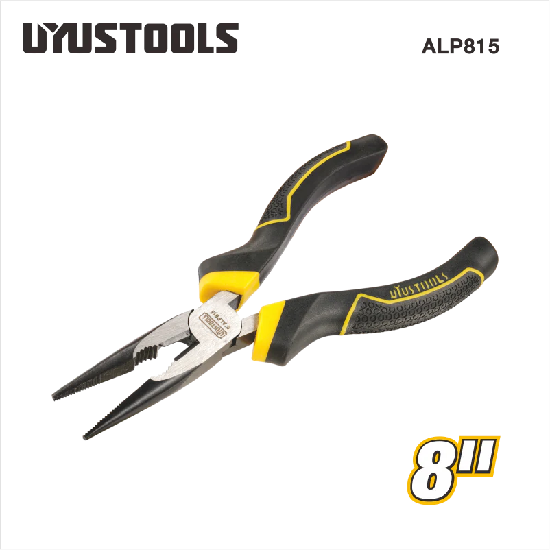 Uyustools ALP815 8’’ Long Nose Pliers – Precision Grip, Durable Steel, Ideal for Electronics, Jewelry, and DIY Projects