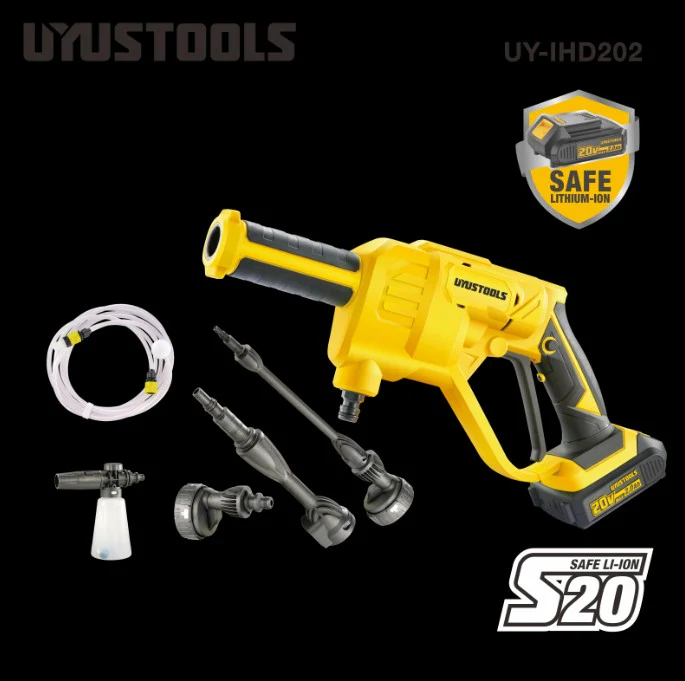 UYUSTOOLS CCW-IHD202 Cordless Pressure Washer 24 Bar – Portable 20V Power Cleaner with 5-in-1 Nozzle, Foam Cup, 6M Hose, Long & Short Lance for Car Wash & Outdoor Cleaning - Image 4