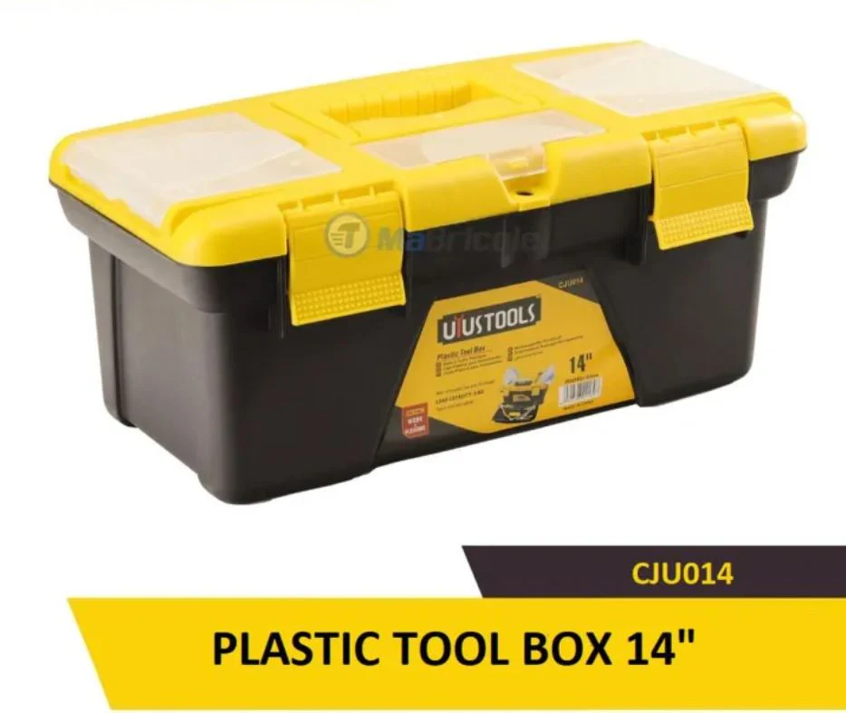 Uyustools CJU014 14’’ Plastic Tool Box – Durable Portable Storage Organizer for Tools, Hardware & DIY Accessories with Secure Latches & Removable Tray - Image 2