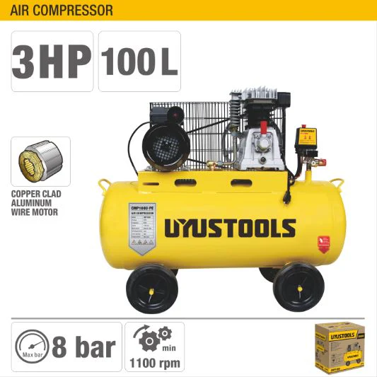 Uyustools CMP100U Electric Air Compressor 100 Litres – High Pressure Industrial Grade Powerful Silent Motor for Workshop and Garage Use - Image 4