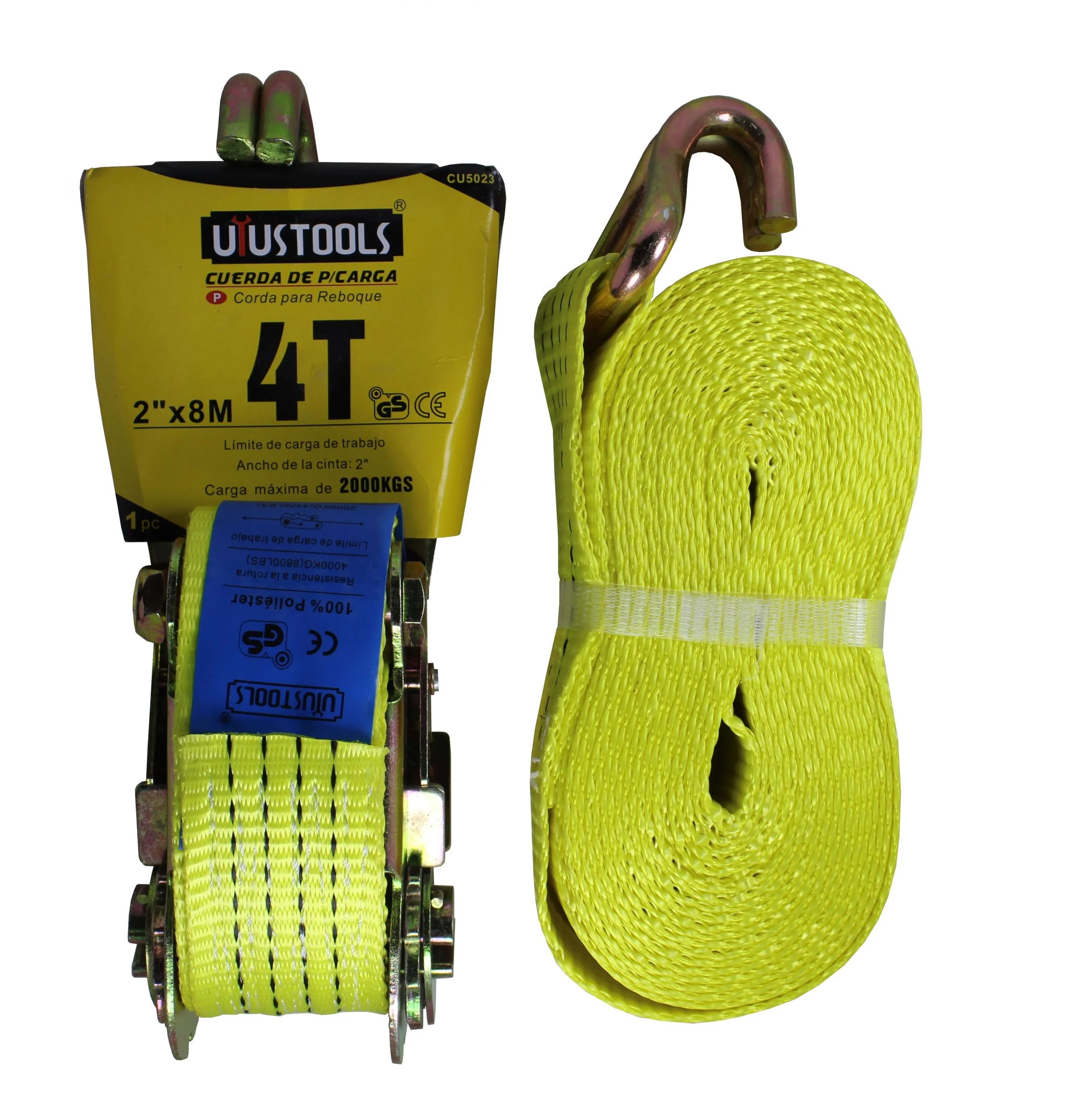 Uyustools CU5023 Ratchet Tie Down 2" x 8M – Heavy Duty Polyester Straps – 2 Ton Rated Working Load – 6 Ton Max Break Strength – High-Strength Polyester Webbing – Double J-Hooks Zinc Plated & Heat Treated - Image 2