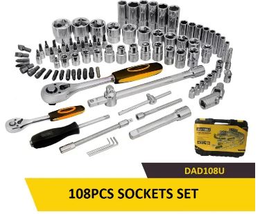 Uyustools DAD108U 108-Piece Socket & Screwdriver Bit Set, Durable Chrome Vanadium, Universal Home & Auto Repair Kit
