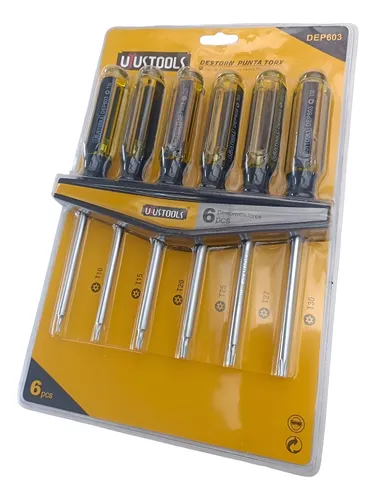 Uyustools DEP603 6-Piece Torx Screwdriver Set - Magnetic Shafts & Ergonomic Grips Durable Steel Precision Hardened Tips for Electronics, DIY & Repair
