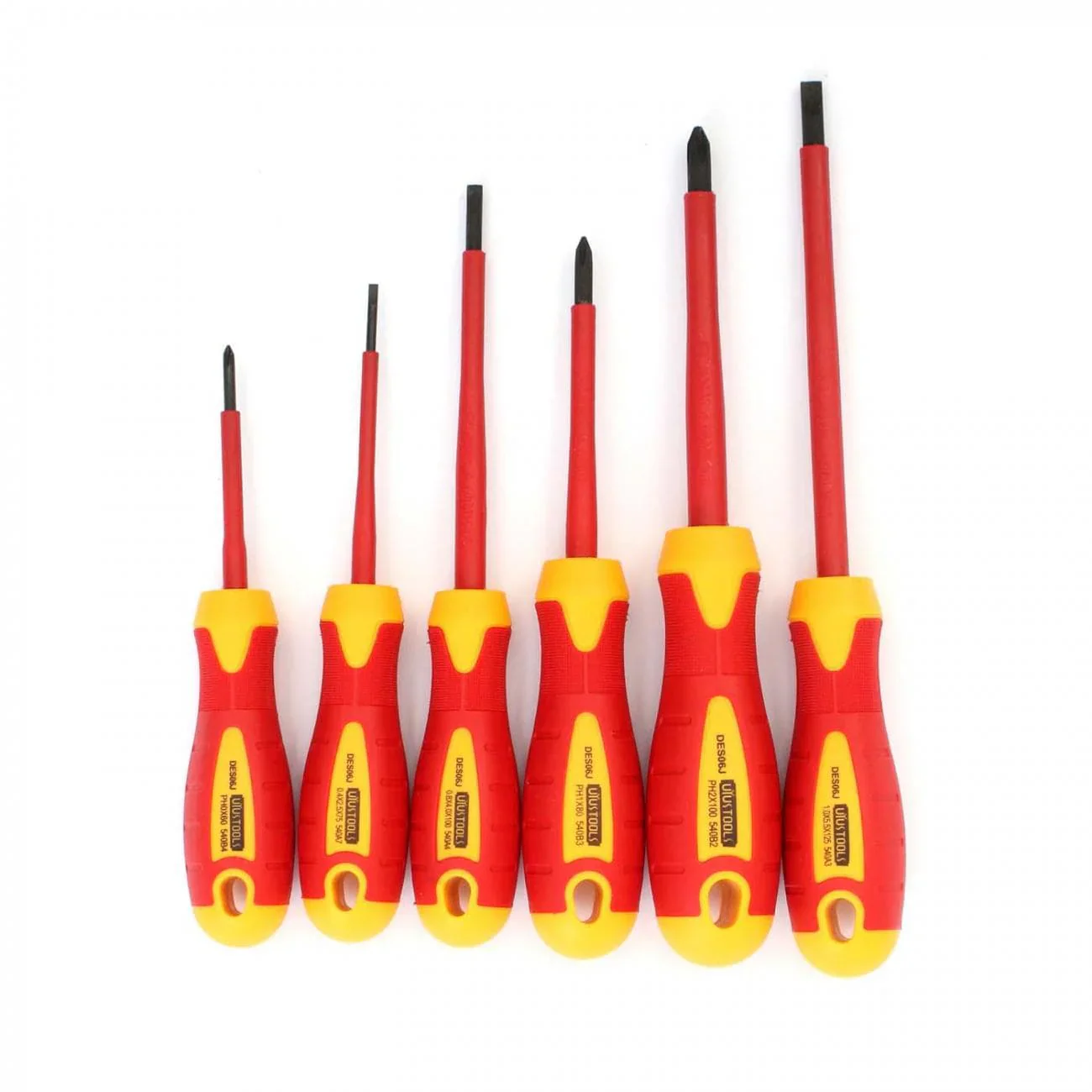 Uyustools DES06J 6-Pcs VDE Insulated Screwdriver Set – Insulated Electricians Tools, Anti-Slip Handles, Precision Tips, Safety Rated - Image 2