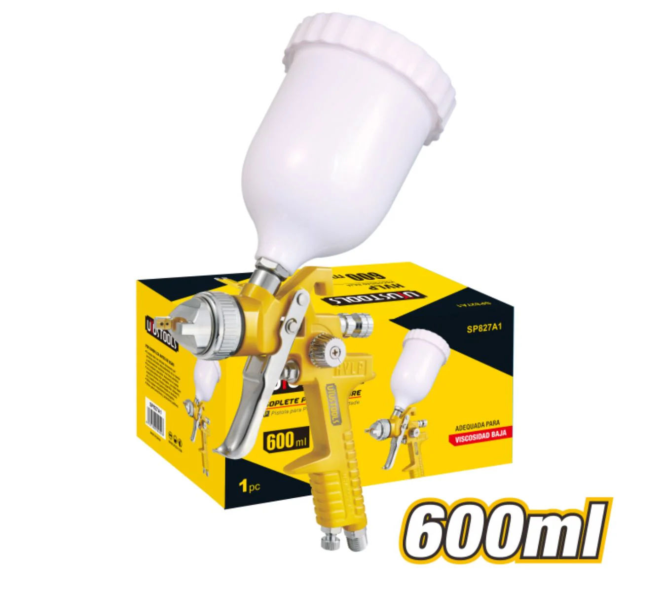 Uyustools SP827A1 600ML HVLP Gravity Feed Spray Gun – Precision Painting Tool for Automotive & Furniture Finishing - Image 2