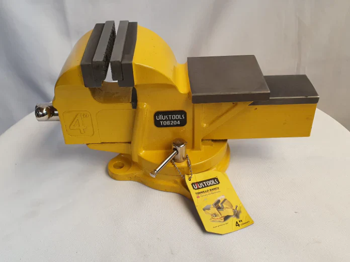 Uyustools TOB204 4'' Bench Vise – Heavy Duty Jaw, Swivel Base, Industrial Metalwork Clamp for Woodworking & DIY - Image 2