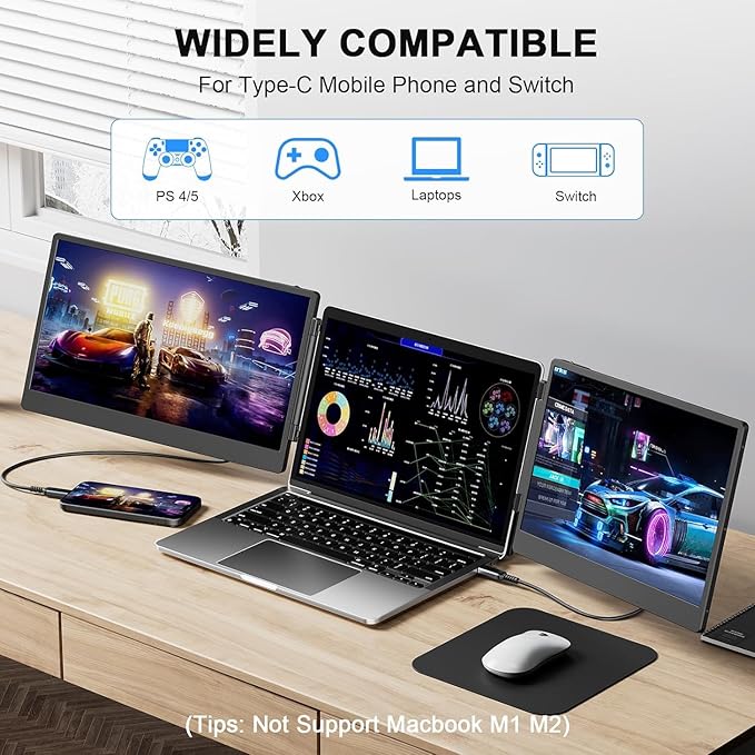 V2COM S3 Triple Laptop Monitor Extender 14-ich - Image 5