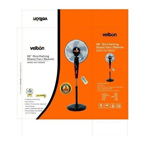 Velton VSF-16290R 16 Inch Stand Digital Fan With Remote & Timer - 3 speed selection, Five blades