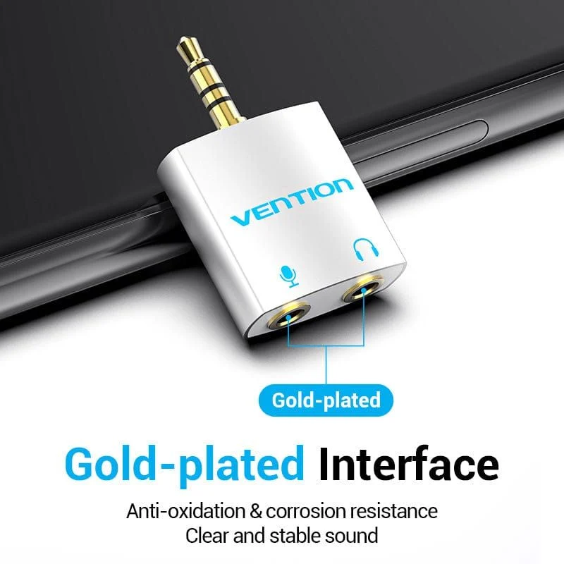 Vention VEN-BDAW0 4-Pole 3.5mm Male to Dual 3.5mm Female Audio Splitter – High-Quality Sound Adapter for Headphones & Microphones - Image 2