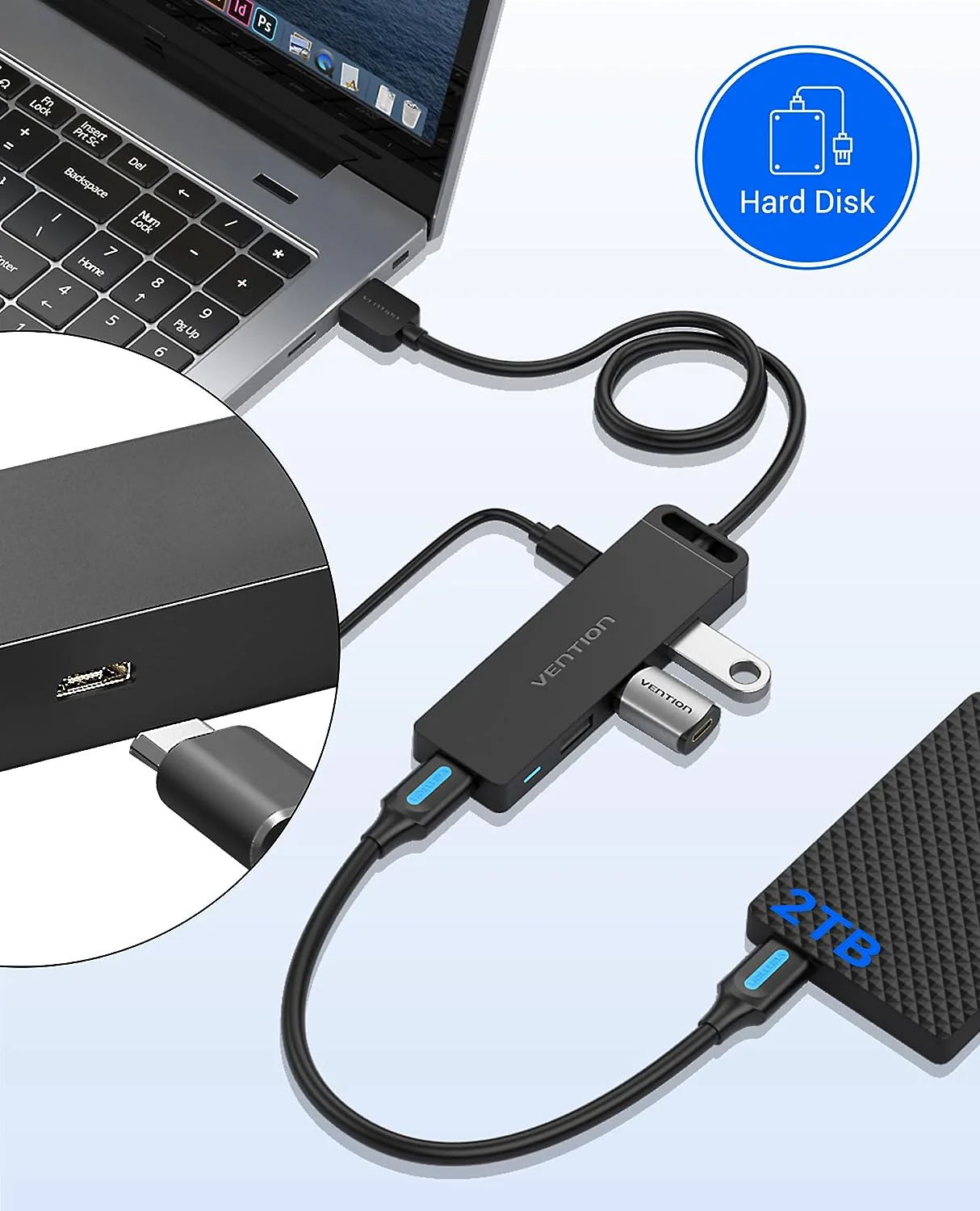 Vention 4 Ports USB3.0 HUB - CHKBB - Image 4
