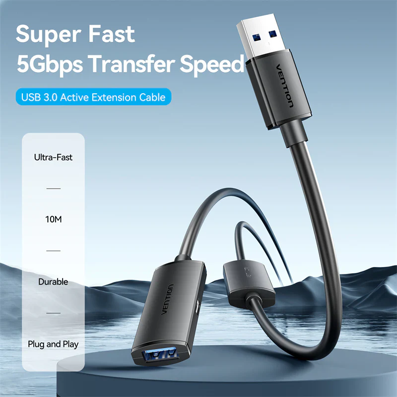 Vention CBMBJ USB 3.0 Type-A Male to Type-A Female Active Extension Cable 5M – Professional Grade High-Speed USB 3.0 Extension with Signal Boosting, Durable Construction, and Reliable Connectivity for Home, Office, and Professional Use - Image 2