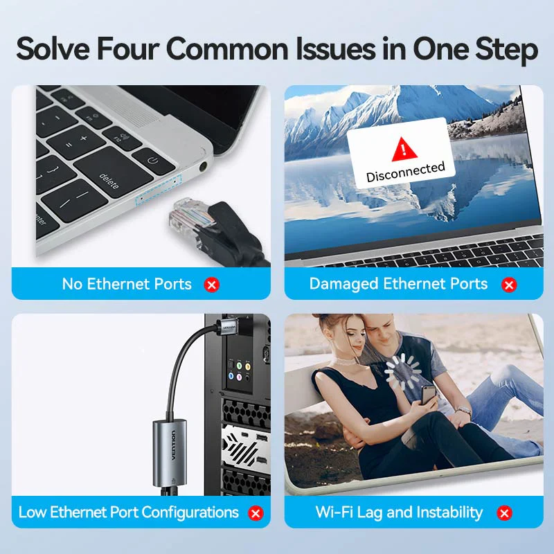 Vention CEZHB USB-A to Gigabit Ethernet Adapter – High-Speed Network Converter for Stable Wired Internet Connectivity for Laptops, PCs, and Office Use - Image 3