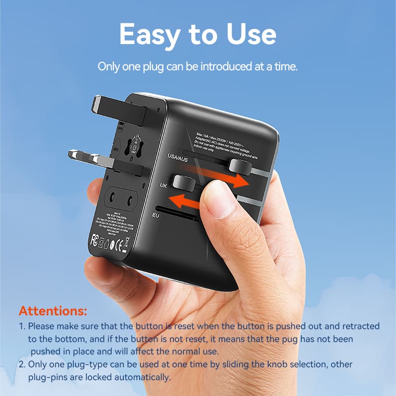 Vention FJEB0 3-Ports Universal Travel Charging Adapter (20W/18W/18W) - Image 3
