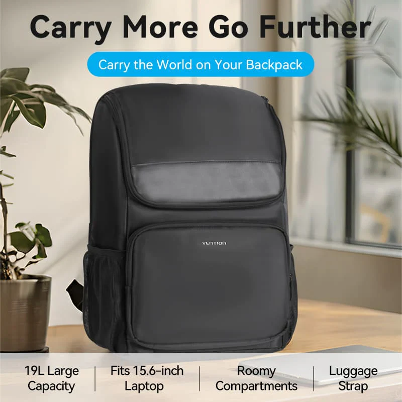 Vention KROB0 Water-Repellent Laptop Backpack - Laptop Bag with Laptop Compartment, Interior Zipper Pocket, Back Anti-Theft Zipper Pocket, Two Side Pockets (48 cm x 30 cm x 14 cm) - Image 2