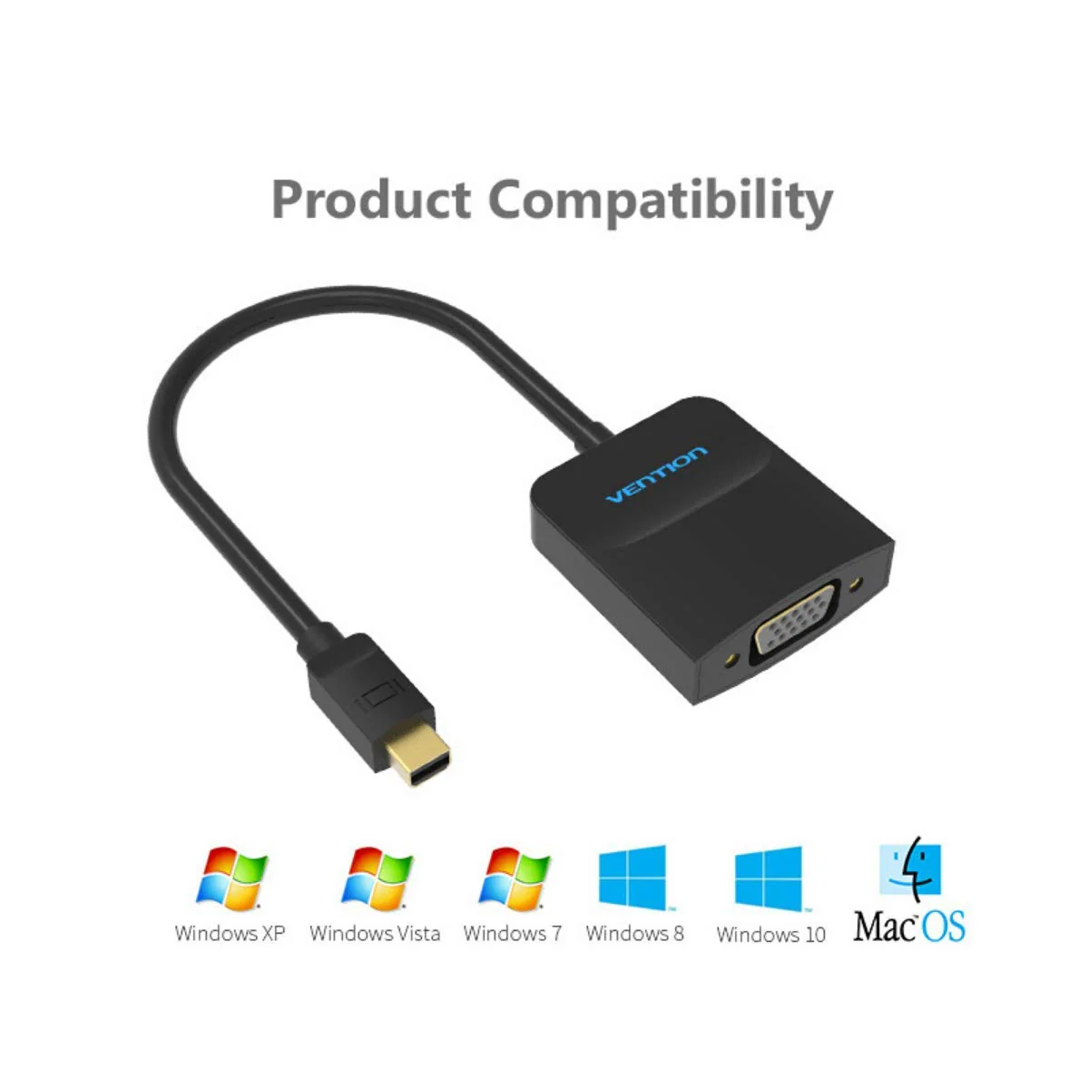 Vention VEN-HBDBB Mini DisplayPort to VGA Converter – Compact & Reliable Video Adapter for Laptops, PCs & Monitors - Image 3
