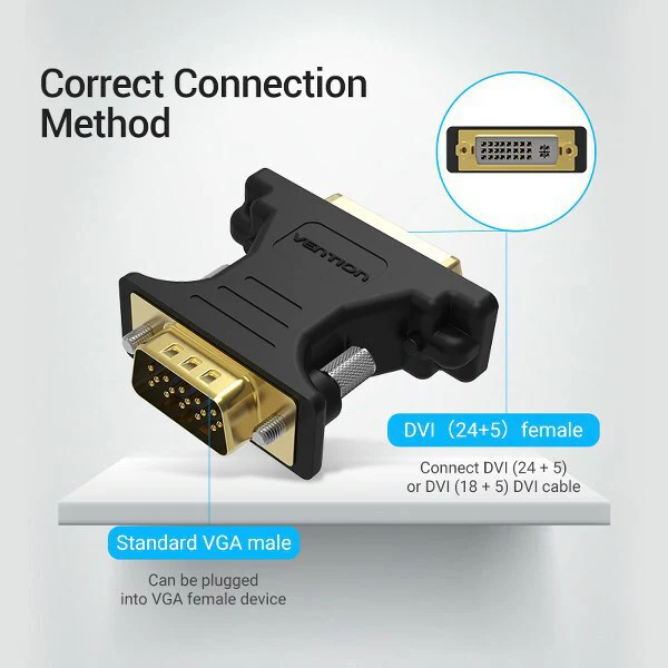Vention VEN-DV380VG VGA Female to DVI Male Adapter – High-Speed Video Conversion for PC, Monitor & Projector - Image 2