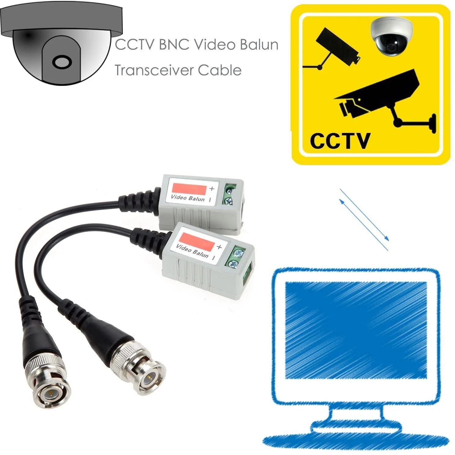 Video Balun Transceiver, Ankey 2 Pack Video Balun Network Transceiver with Video Audio Power Connectors (3216562199) - Image 3