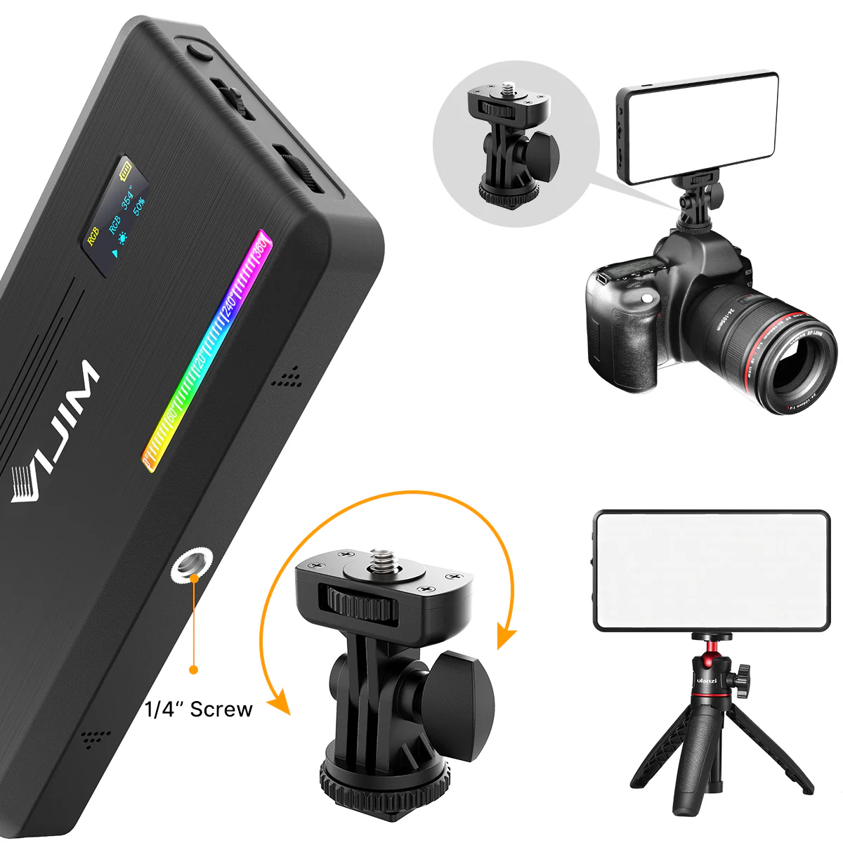 VIJIM VL196 RGB LED Fill Light - 20 Lighting Effects, Rear OLED Display - Image 7
