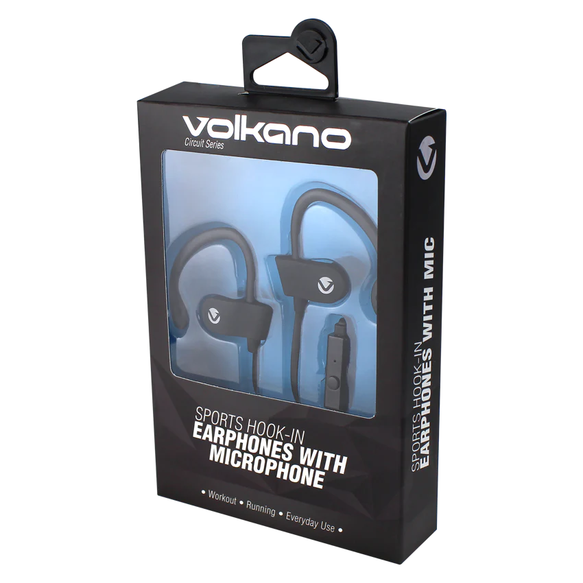 Volkano VEH-001-BK Circuit Series Sports Hook-in Earphones - Image 2