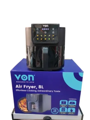 Von VAF080DSTK 8L Slim Digital Air Fryer – Large Capacity, Smart Touch Control, Oil-Free Cooking, and Fast Heating for Healthy Meals - Image 2