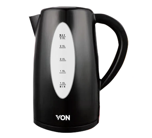 Von VSKL03BNK 3 Liters Cordless Kettle - 2200W, Safety lock lid and open lid automatically