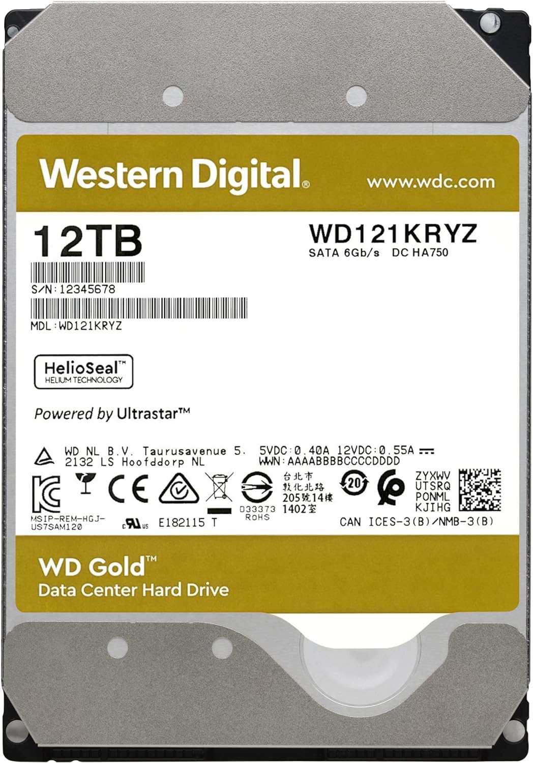 WD Gold Enterprise Class 12TB, 256MB, 7200rpm SATA Internal Hard Drive - WD121KRYZ - Image 3