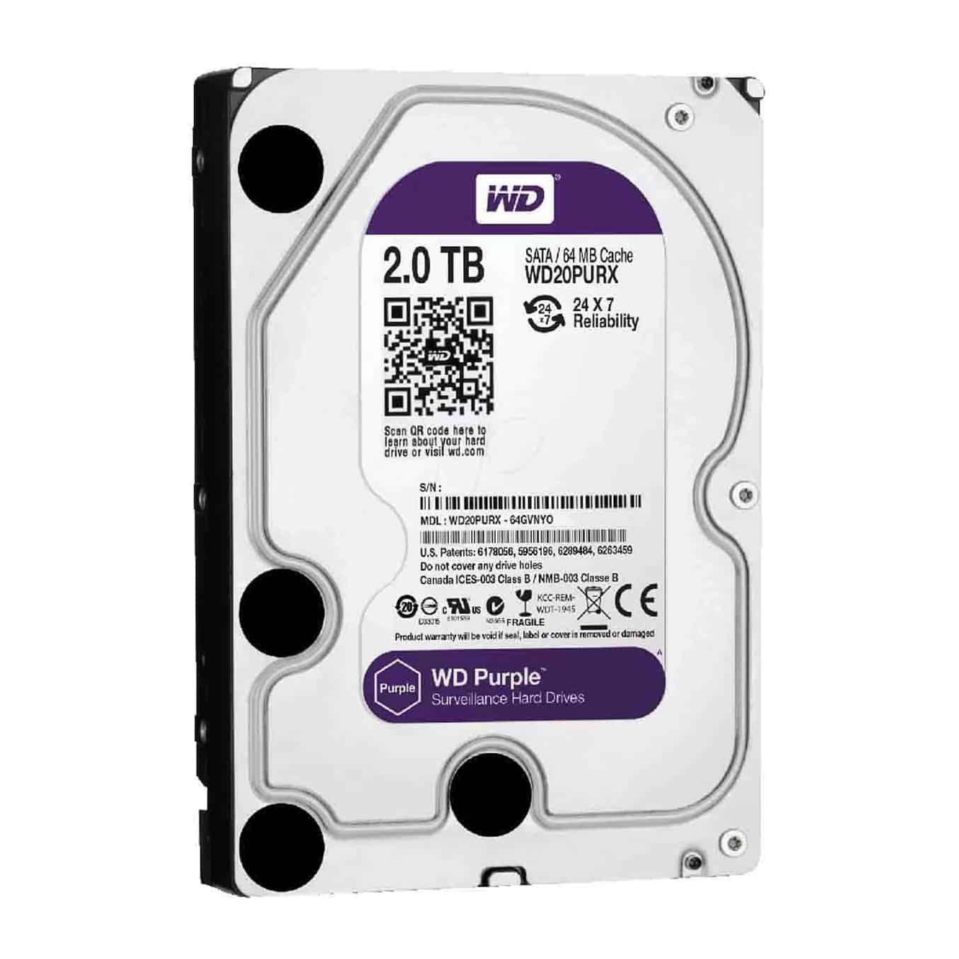 WD Purple Surveillance Hard Drive 2TB – (WD20PURZ)64 MB, 5400 rpm - Image 2