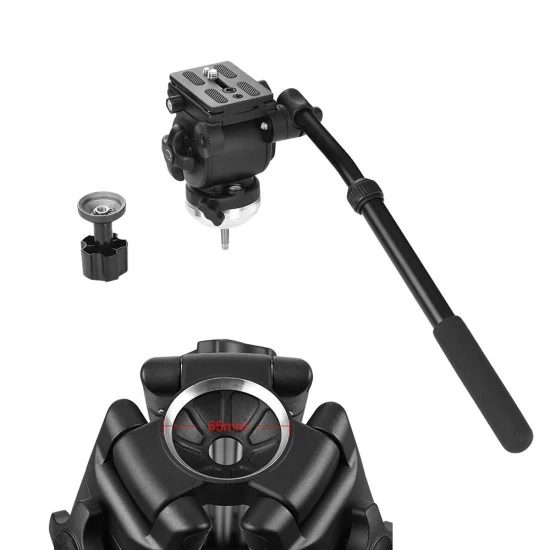 Weifeng WF-717 1.8m Heavy Duty Video Tripod with Fluid Hydraulic Head - Image 4