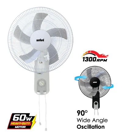 Sanford SF934WFN 18-Inch Wall Fan – High-Velocity 5-Blade s, adjustable tilt, multiple speed settings, and durable build perfect for powerful home or office cooling.