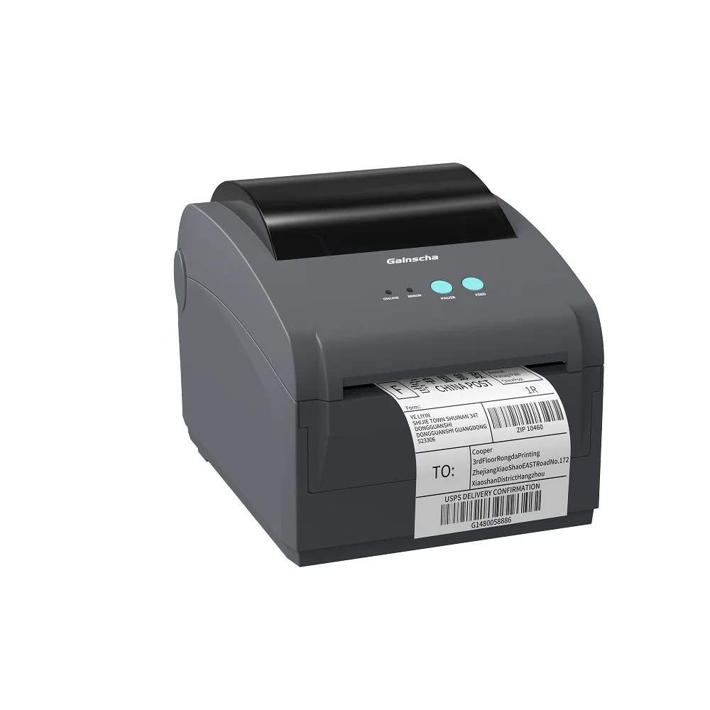 X-POS GS-2408D 4 Inch 104mm 203DPI 203mm/s USB Host DT Desktop Label Printer – High Speed Direct Thermal Barcode Label Printer for Retail POS, Shipping, Warehouse, and Inventory Management applications