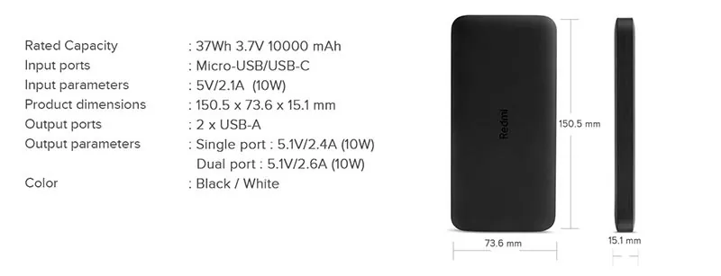 Xiaomi Redmi 10000mAh 10W Power Bank - Image 2