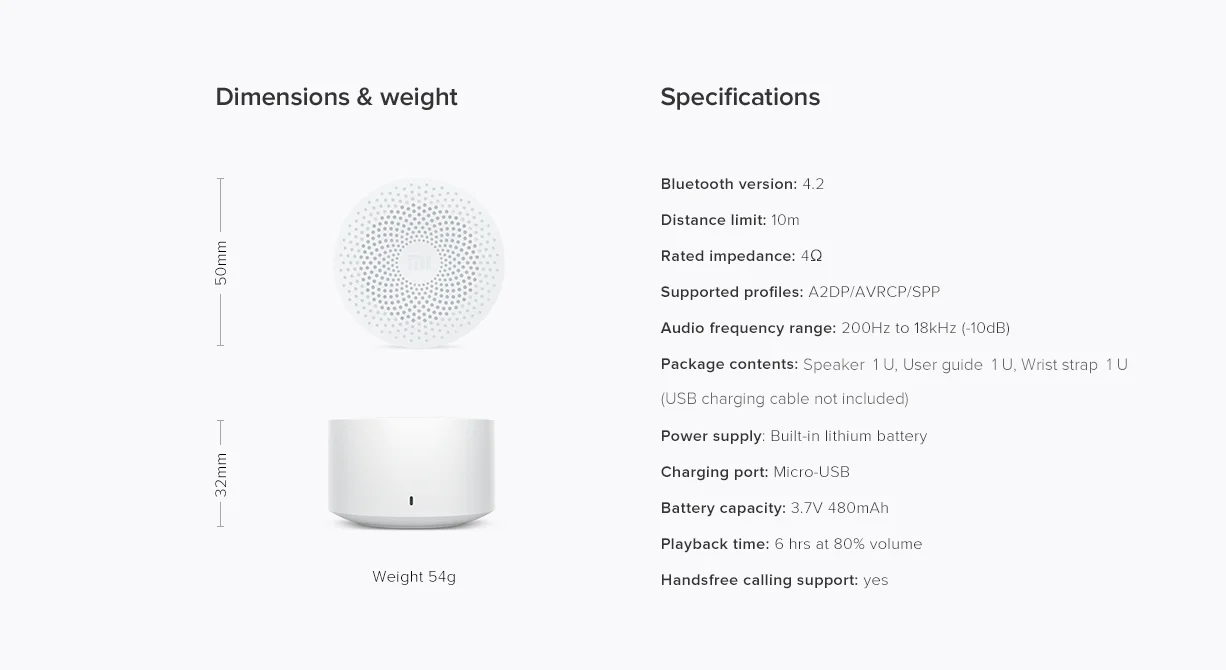 Xiaomi Mi Compact Bluetooth Speaker 2 Bluetooth Version 4.2 , 480 mAh - Image 4