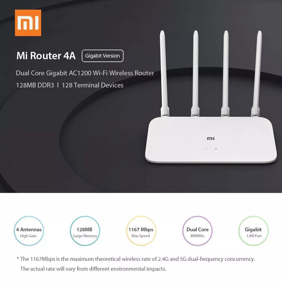 Xiaomi Mi Router 4A (MT7628DA)-2.4GHz' 5.0GHz, 4 antennas, High-Speed Dual Band AC1200 Router - Image 2