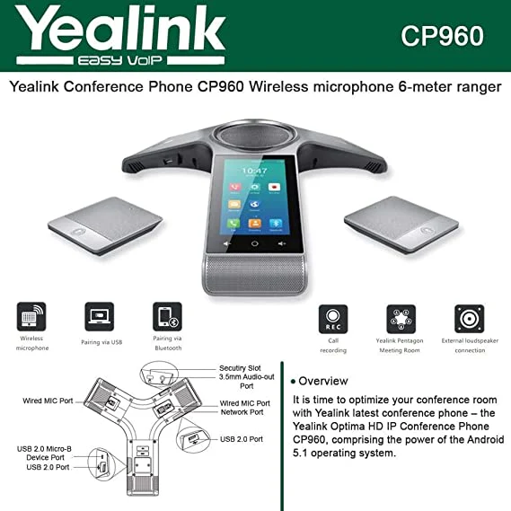 Yealink CP960 Wireless Mic Optima HD IP Conference IP Phone - Image 4