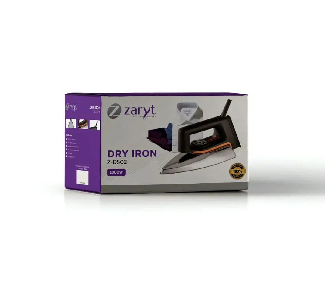 Zaryt Z-D502 1000W Dry Iron - Ensures quick and efficient ironing with consistent heat for smooth, wrinkle-free clothes - Image 2