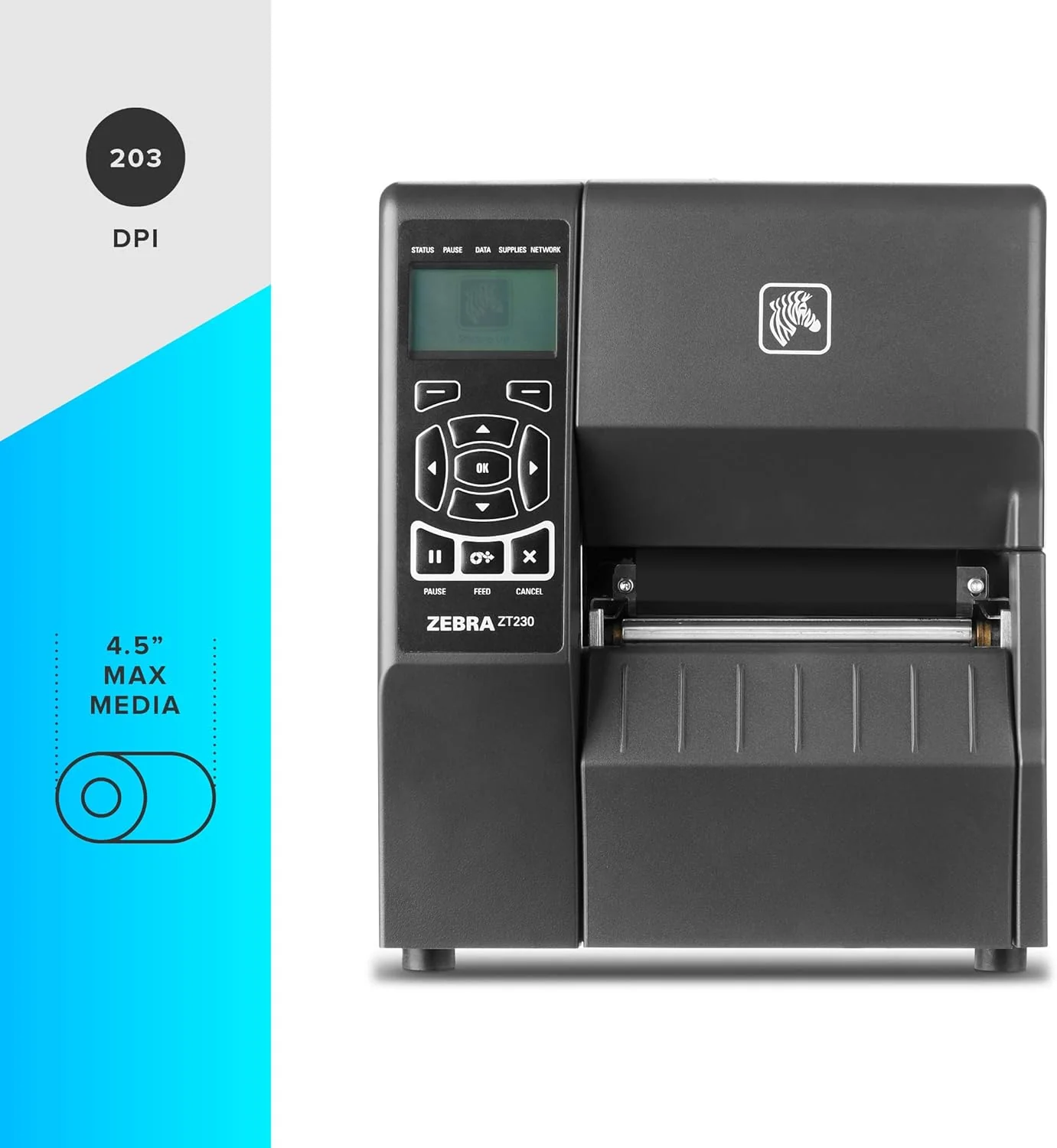 Zebra ZT230 Thermal Transfer Printer(ZT23042-T0E000FZ)-8 dots/mm (203 dpi), display, EPL, ZPL, ZPLII, USB, RS232 - Image 3